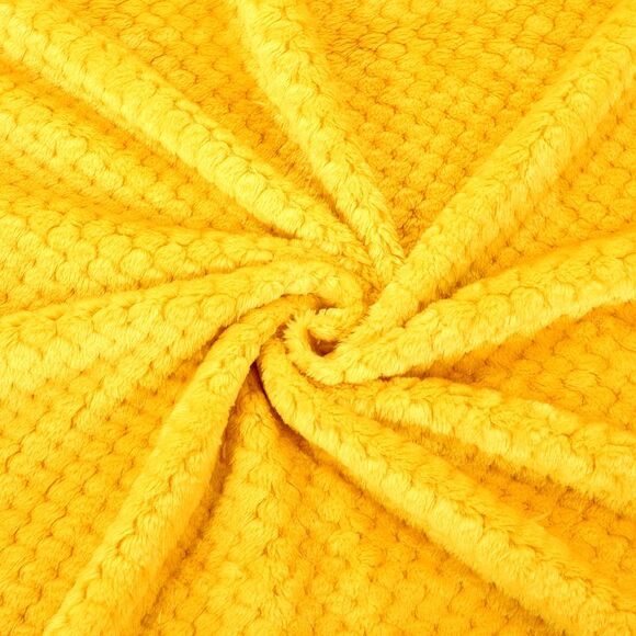 Flannel Fleece Bed Blankets Microfiber 330GSM 66"x90" Yellow - Picture 5 of 6
